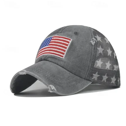 Men's Baseball Cap Sun Hat Trucker Hat Black Wine Cotton Embroidered Fashion Casual Street Daily American US Flag Adjustable Sunscreen Breathable 2025